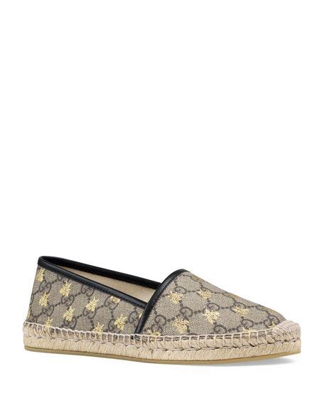 gucci flat pilar gg espadrille with bees|Gucci espadrilles for women.